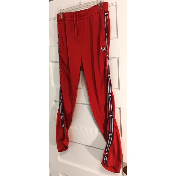 FILA Joggers Mn XL Ush Tape Pant Red Athletic Streetwear Hip Hop Pockets Comfort - Picture 3 of 12